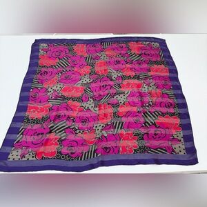 Charles Jourdan Vibrant Pink and Purple Floral Scarf